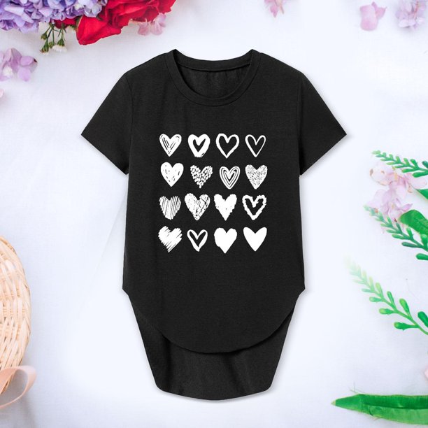 Camiseta para mujer con cuello redondo, camisetas elegantes de verano para el trabajo, senderismo, vacaciones L