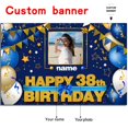 thumbnail image 2 of Banner para decoración de cumpleaños AUBAO, feliz 38 cumpleaños, azul marino, 2 of 7