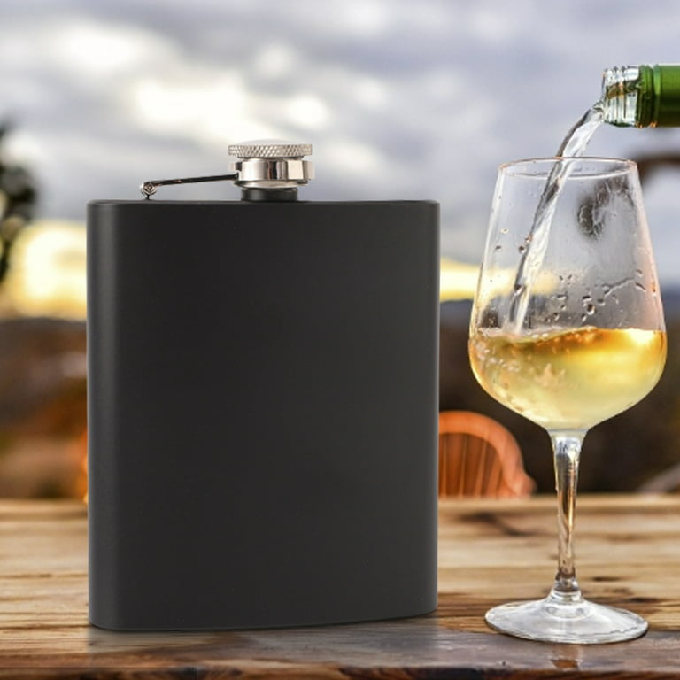 6/7/8oz Portable Liquor Flask Stainless Steel Hip Flask Matte Black Wine  Whiskey Flask Flagon