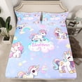 thumbnail image 2 of Homewish Cartoon Unicorn 4 Pieces Queen Sheet Sets for Preppy Child,Starry Sky Ultra Soft Flat Sheet,Dreamy Princess Queen Fitted Sheet,Ultra Soft Home Decor, 2 of 7