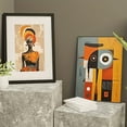 thumbnail image 2 of 3pcs African-Inspired Abstract Wall Art Set - Vibrant Orange & Black Geometric & Floral Designs, Framed Canvas Posters for Living Room, Bedroom, or Office Decor, Indoor Wall Decor|Geometric Patterns, 2 of 3