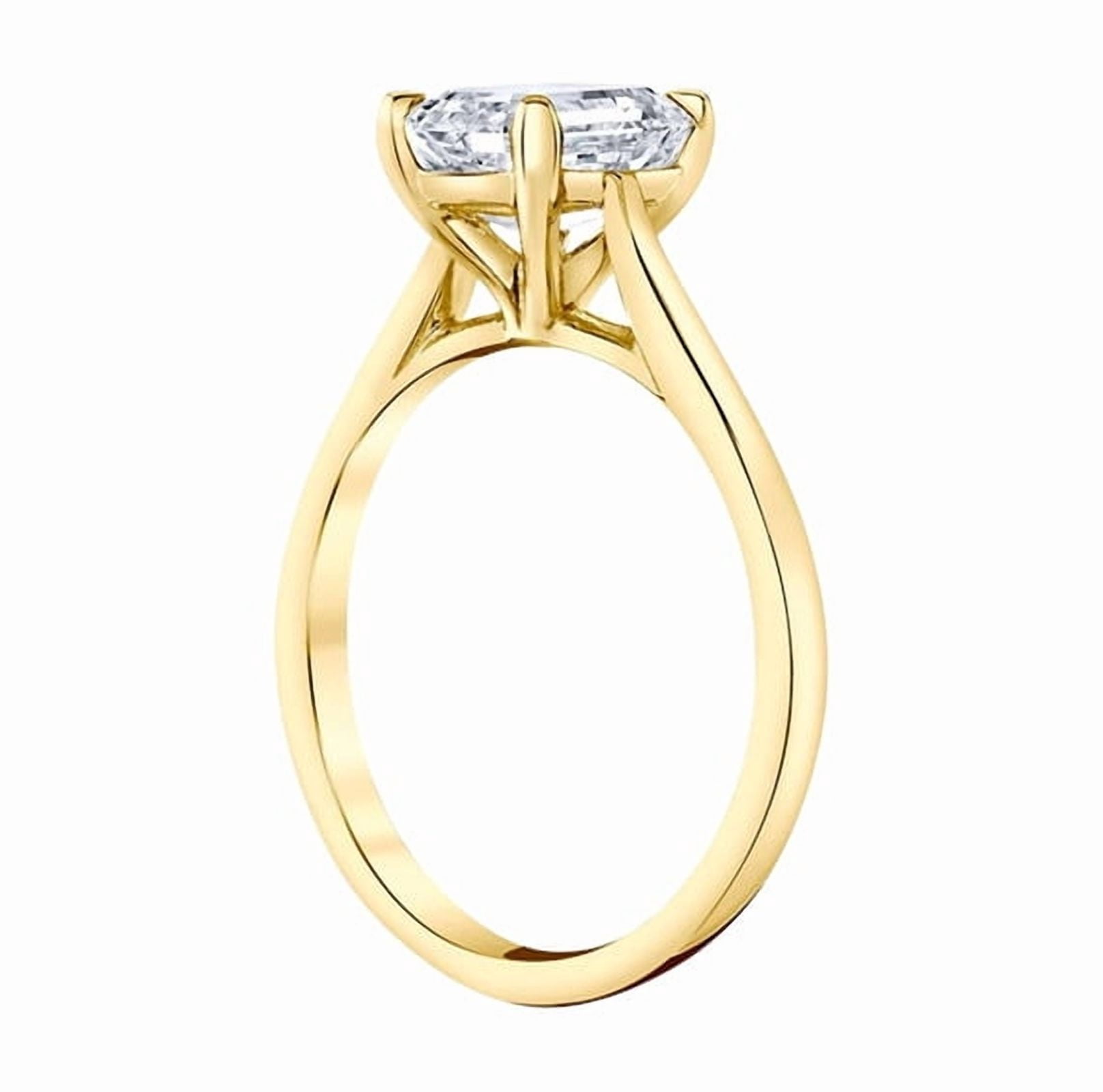 Cora Jewellery 2CT Round Moissanite Ring, Solitaire Engagement Ring for Women, 10K Yellow Gold, 5 US