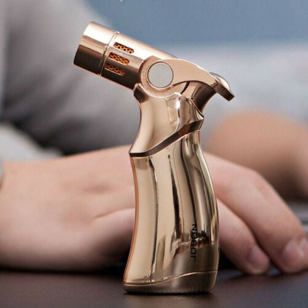 Windproof Luxury 4 Nozzles Quad Jet Torch Lighter Elegant Four Flame Butane Gas Cigar Cigarette Lighter - Gold