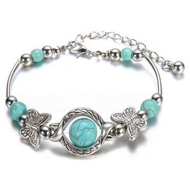 Up to 65% off amlbb Bracelets for Women Natural Turquoise Carved Butterfly Pendant Bohemian Women's Bracelet Jewelry Jewelry Gifts for Women
