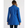 thumbnail image 4 of DARING DIVA Women's Peter Pan Collar Double Breasted Winter Trench Coat Indigo Blue L, 4 of 6
