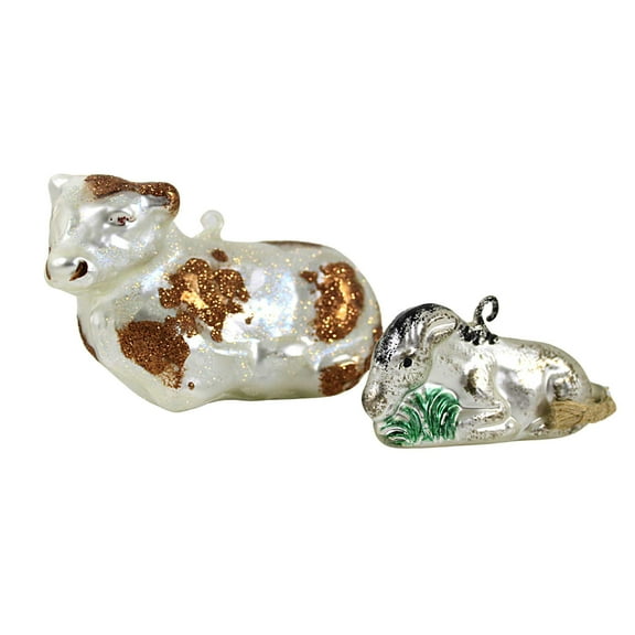 Larry Fraga Designs 3.25In Manger Animals, Glass, Christmas Nativity Cow Goat 403