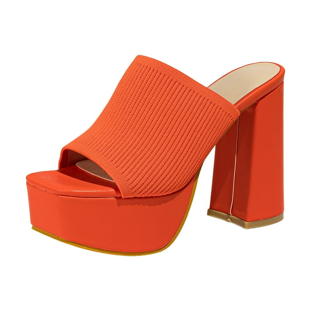 HSMQHJWE Sandales à Talon pour Femmes à Bout Carré Ouvert, Sandales de Plage à Talon, Sandales à Enfiler, Talon Bloc Haut, Chaussures de Mode pour Robe de Mariage