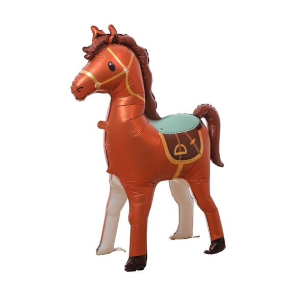 Brown Inflatable Horse Balloon For Party Decor, Large Plastic Horse Shaped Balloon, Festive Event Decoration For Birthday Holiday, Helium Or Air Fill Option