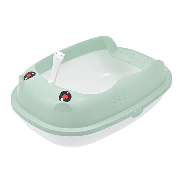 Caja de arena para gatos, fácil de limpiar, marco extraíble portátil, inodoro profundo, suministros para mascotas semicerrados, inodoro para mascotas Color Verde L