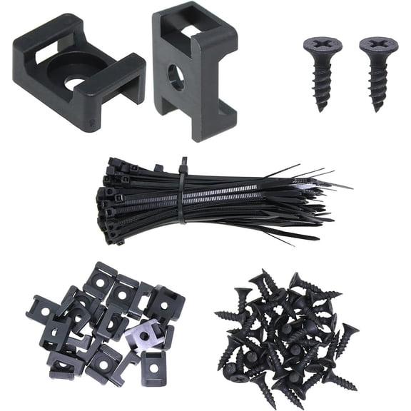BDKWID-100PCS 0.8x0.62inch Cable Zip Tie Base Saddle Mount with Cable Tie and Self Tapping Screw Anchor Wire and Cable Clip Stowage Clip Fastener