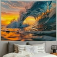 thumbnail image 2 of PRATYUS Ocean Wave Tapestry Ocean Sunset Sunrise Sea Beach Blue Waves Surf Tapestries Modern 3D Great Wave Landscape Scenery Wall Hanging Decor Living Room Bedroom Home Decorations Painting, 2 of 6