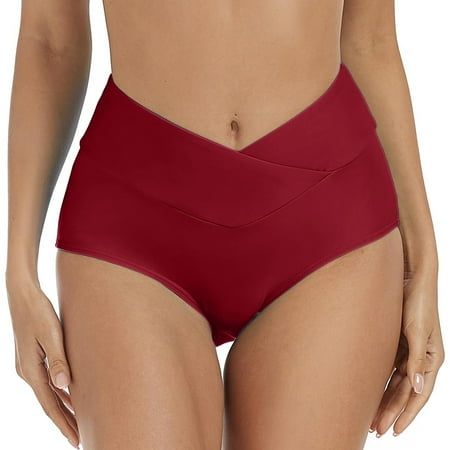 Fainosmny For Women Vintage Waistband High Waist Bikini Bottom Swimwear Briefs Bikini Bottom Side Tie Thong Bathing Swimbottom Split Swim Bottom Red XL