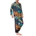thumbnail image 2 of Fotbe Stained Glass Eagle USA Pijama de Hombre con Estampado de Manga Larga, Conjunto de 2 Piezas, Ropa de Dormir Suave y Cómoda con Bolsillos-Medium, 2 of 7