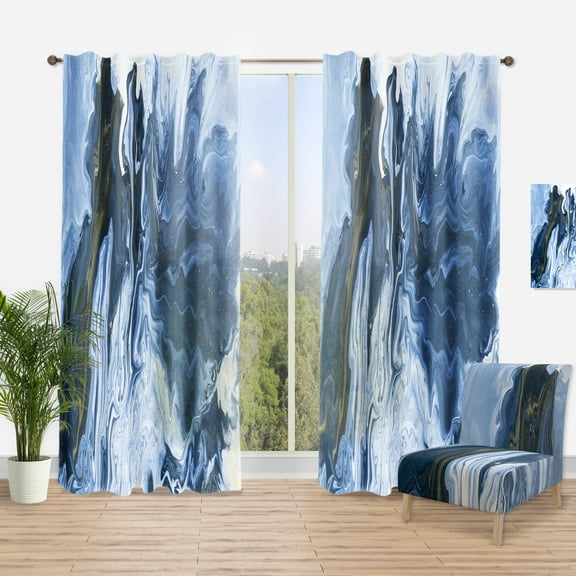 Designart 'Grey, White and White Marble Acrylic III' Modern Curtain Panel