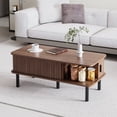 thumbnail image 4 of Pusnapku 39" Lift Top Coffee Table, Fluted Rectangle Center Table with Hidden Storage and Sliding Door, Wood Accent Desk for Living Room, Home Office, 4 of 9