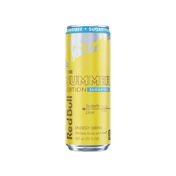 Red Bull Summer Edition Sugarfree Energy Drink, Sudachi Lime, 12 fl. oz. Can, 114mg Caffeine