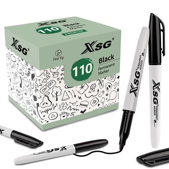 Permanent Markers,110Packs Black Permanent Marker,Fine Point,Waterproof, Smooth Writingï¼?Quick Drying Permanent Markers,Suitable For Glass, Carton
