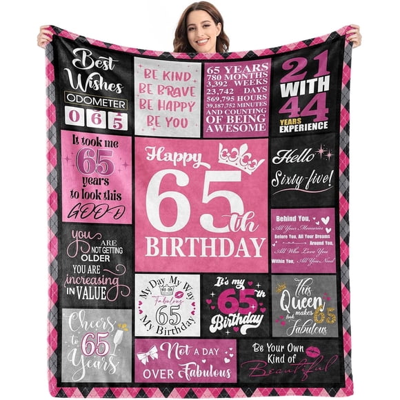 XZYG 65th Birthday Gifts for Women Blanket65th Birthday Decorations for WomenGifts for 65 Year Old WomanGifts for 65th BirthdayBirthday Gifts for WomenHerSisterThrow Blanket(60*80inch)