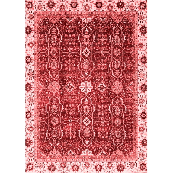 Ahgly Company Machine Washable Indoor Rectangle Abstract Red Modern Area Rugs, 4' x 6'