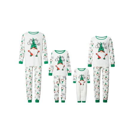 

Thaisu Christmas Pajamas Family Matching Pjs Set Santa Claus Print Long Sleeve Pullover and Printed Pants S-XXXL
