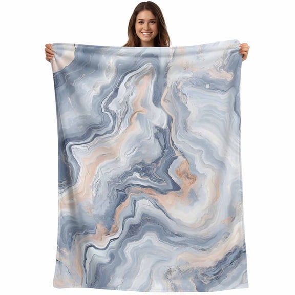 Gray Slate Blue Throw Blankets, Abstract Marble Textured Soft Fleece Blanket Decorative for Home Sofa Couch Chair Living Bedroom, 40x50 inches,