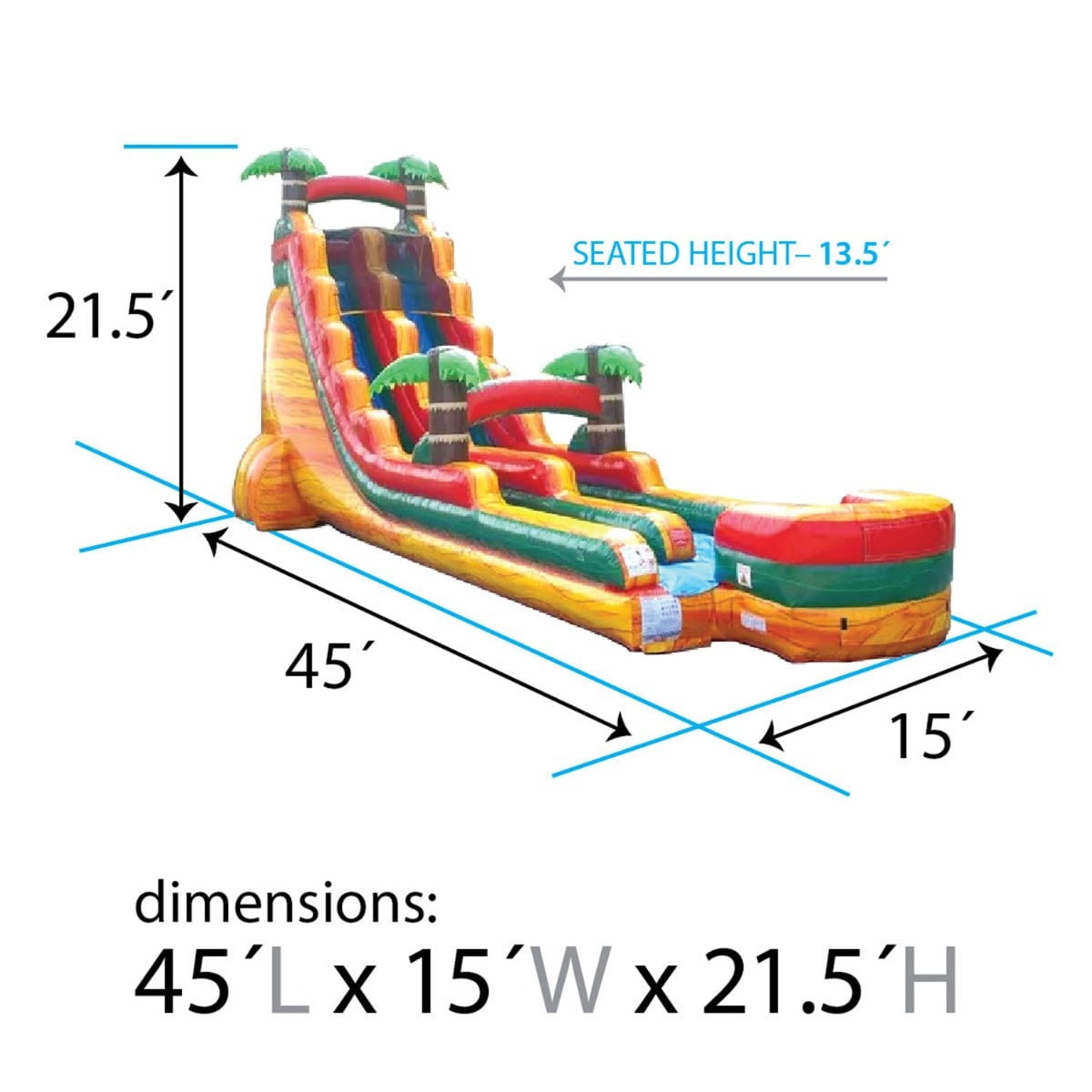 TentandTable Commercial Inflatable Water Slide, Fire Marble Tropical with Blower, 22 ft