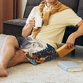 thumbnail image 5 of Kdxio White Wolf With Flowers Print Mens Sleep Shorts Bottoms Soft Comfy Pajama Wear Pants with Drawstring Pockets, 5 of 5