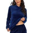 thumbnail image 4 of Plus Size Velour Sweatsuits for Women Hoodies Sweatshirt & Pants Activewear Tracksuit Set Long Sleeve Velour Sweatsuit Hoodie & Pants Velour Sport Suits Sets, 4 of 8
