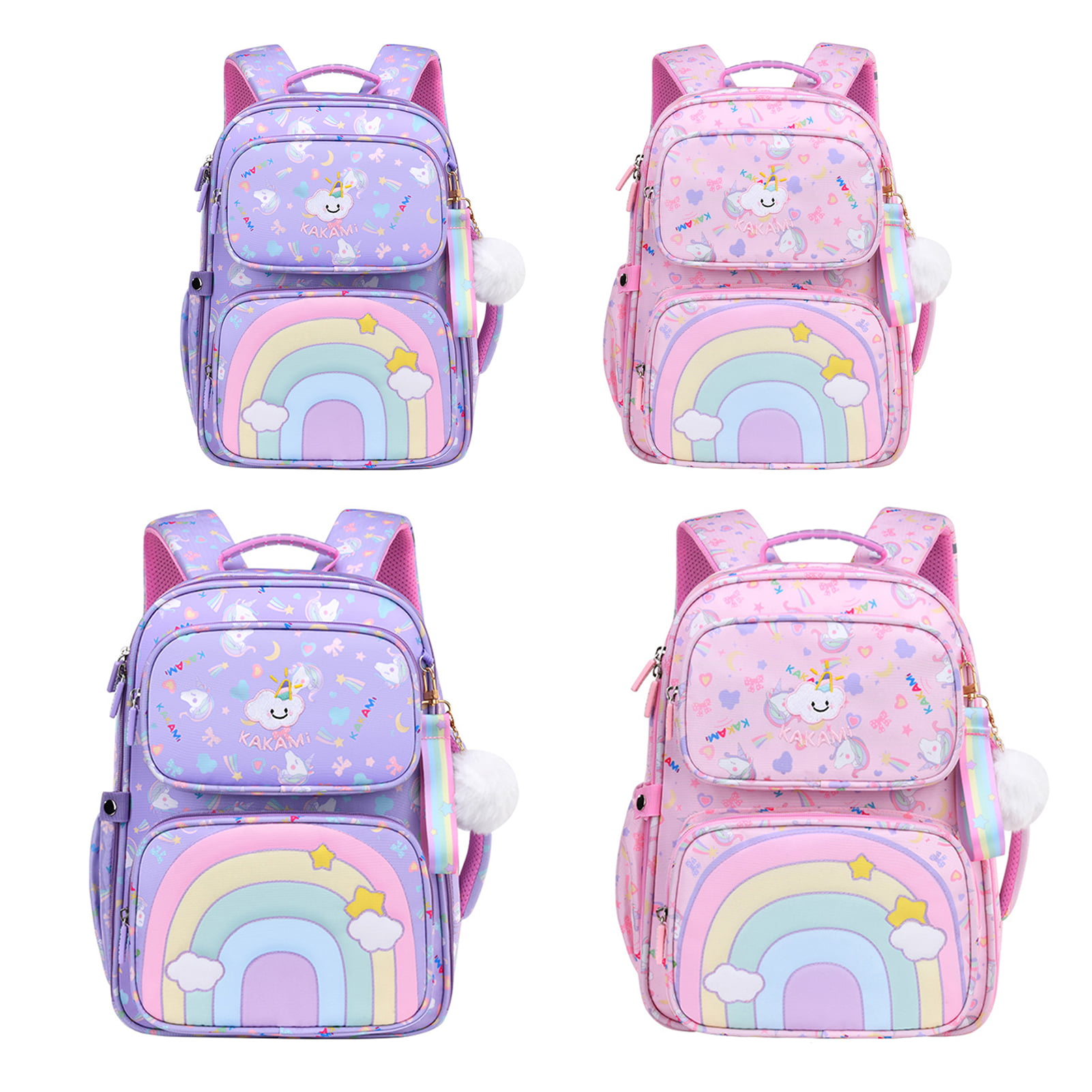 harmtty 1-3 Grades Students Backpack Rainbow Waterproof Oxford Cloth ...