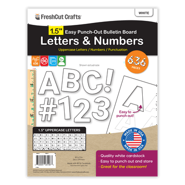 FreshCut Crafts Bulletin Board Letters & Numbers, White, 1.5in, 636 Pieces