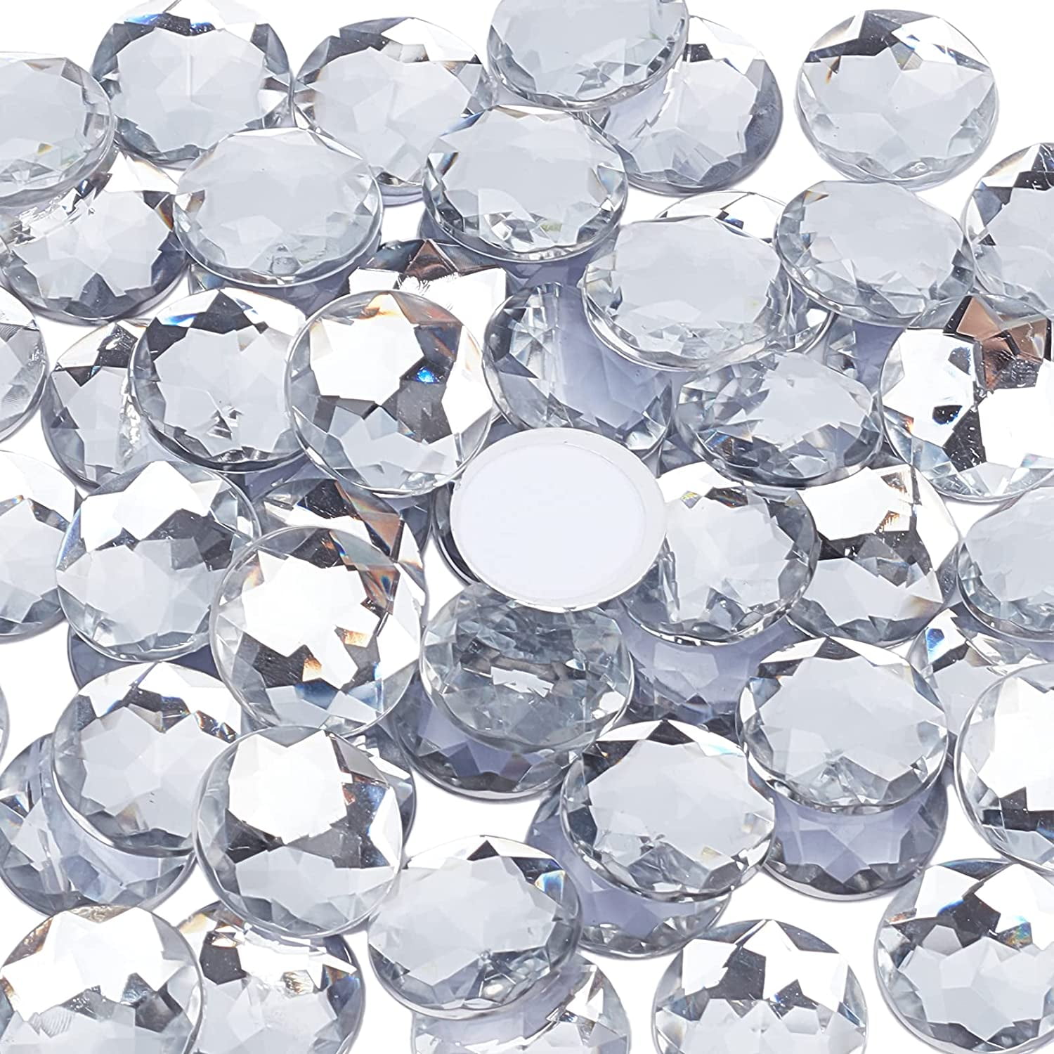 45Pcs Flat Back Round Acrylic Rhinestones 3 Sizes (30mm 25mm 20mm) with  Container Clear Self-Adhesive Crystal Circle Gems Sparkling Plastic  Stickers