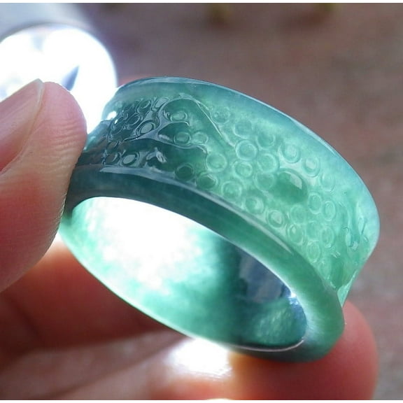 Icy Green Natural A JADE Jadeite Mantra Thumb RING USA 9.75 RING 677168 TN