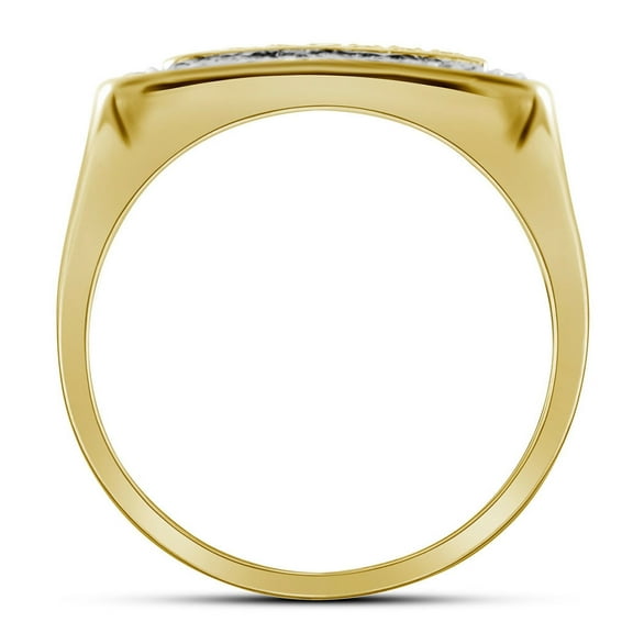10kt Yellow Gold Mens Round Diamond Square Frame Cluster Ring 1/2 Cttw, Men Size: 8-12