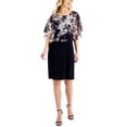 thumbnail image 3 of Connected Women's Floral Print Caped Chiffon Dress Pink Size 8, 3 of 3