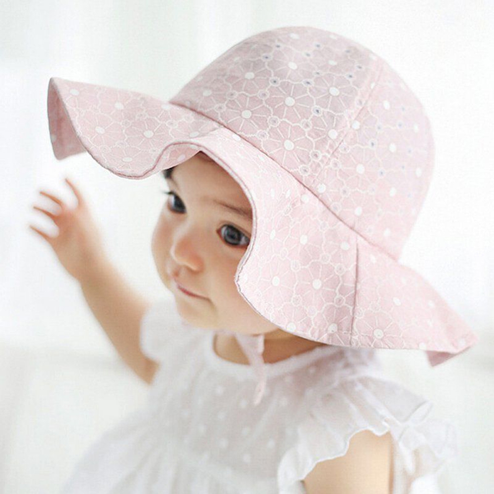 Lovely Toddler Infant Baby Girl Summer Wide Brim Sun Protection Beach Cotton Hat - image 4 of 7
