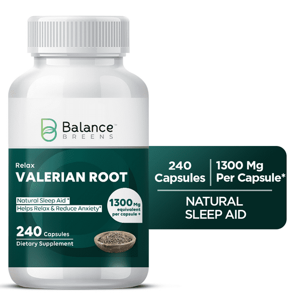 Balance Breens Valerian Root 1300mg Supplement 240 Capsules Natural Sleep Aid Gluten Free