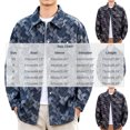 thumbnail image 6 of Ceisia Men Geometric Jacquard Denim Button Down Shacket Lapel Long Sleeve Chest Pockets Casual Oversized Shirt Jacket Daily Autumn Winter Outfit Gift, 6 of 6