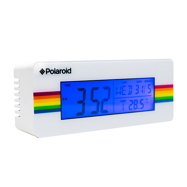style asia polaroid desktop digital clock with 12/24 hour, indoor