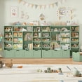 thumbnail image 2 of Hiphuta 55"W Kid Toy Storage Organizer with Sliding Bookshelf, Kid Bookcase with 4 Removable Drawers and Bins, for Children's Bedroom Playroom, Green, 2 of 7