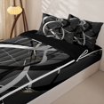 thumbnail image 3 of Homewish Gray Spiral Swirl Zipper Twin Comforter Sets with Fitted Sheet and 2 Pillowcases,Classic Contemporary Zipper Bedding Set,Black Reversible,4pcs, 3 of 8