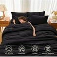 thumbnail image 2 of 7 Pieces Full Comforter Set, Soft Bed in a Bag Full Size, All Season Bedding Set with Comforter, Flat Sheet, Fitted Sheet, Pillowcases & Shams, Black, 2 of 15