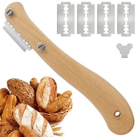 

Bread Lame Slashing Tool Stainless Steel Wood Handle Set with 5 Replaceable Blades Bread Cutter Slicer Cake Scraper DIY Cake Dessert Bread Tools for Bakers Kitchen Baking