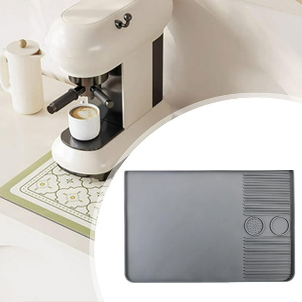 Tapete de silicona para café con bordes elevados, mantiene las encimeras secas, tapete para cafetera, tapete para barra de café para gabinete, Bar y Gris