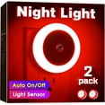 thumbnail image 2 of SURJDE 2 Pack Red Night Light, LED Night Light for Kids, Plug in Night Light, Light Sensor Night Lights, Smart Night Light, Hallway Lights, Wall Light, Nightlight for Adult, Red Lights, 0.6W 6, 2 of 7
