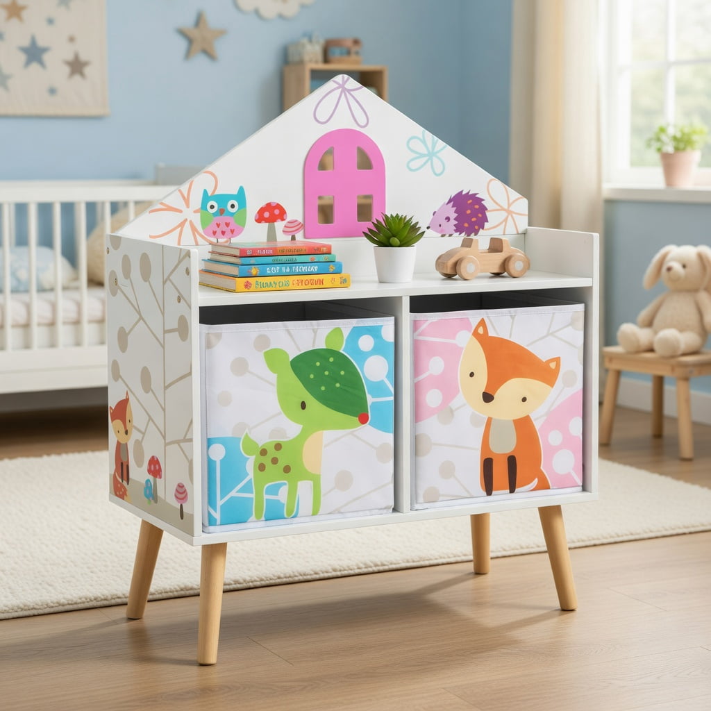 RiverRidge Kids Horizontal Bookshelf Toy Organizer with 2 Open