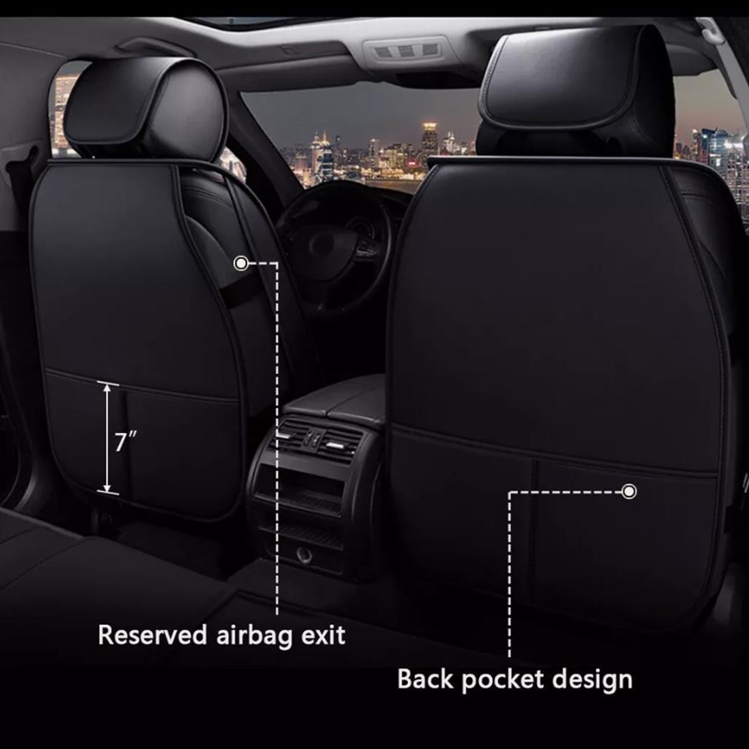 WRWolf Seat Cover Fit for Honda CR-V 2015-2024 2025 Waterproof Car Seat Covers Full Set 5 Seats Faux Leather Car Seat Cushion Protector Compatible Airbag,Black
