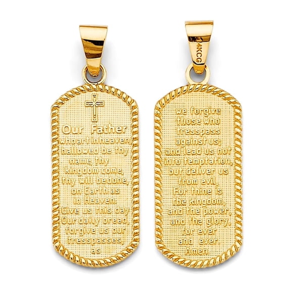 TGDJ 14K Yellow Gold Lord’s Prayer Pendant in English – Solid Gold Religious Jewelry for Men & Women, 40mm x 13mm
