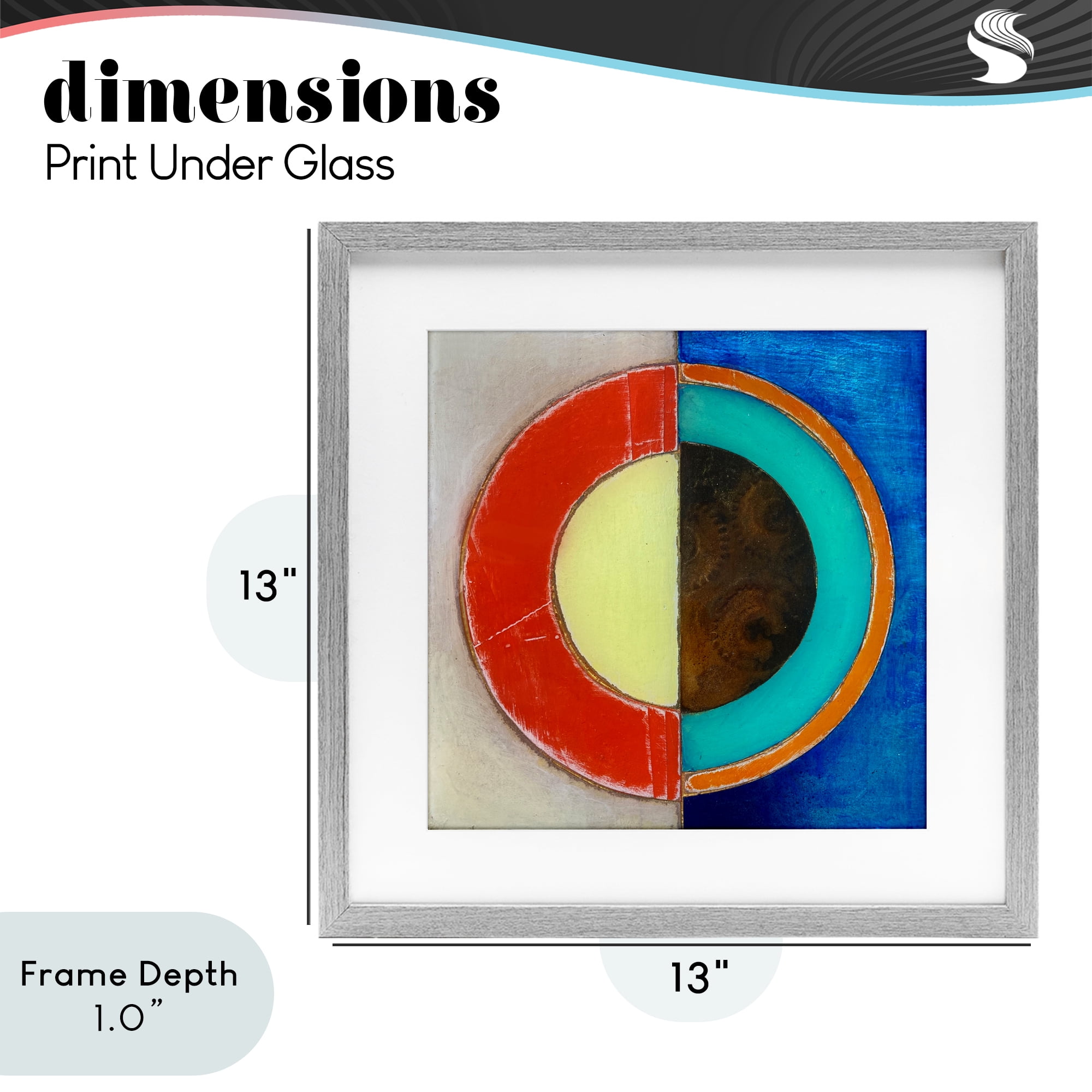 Stupell Industries Round Structured Color Block Gray Framed Print Under Glass, design by Matthew Finger