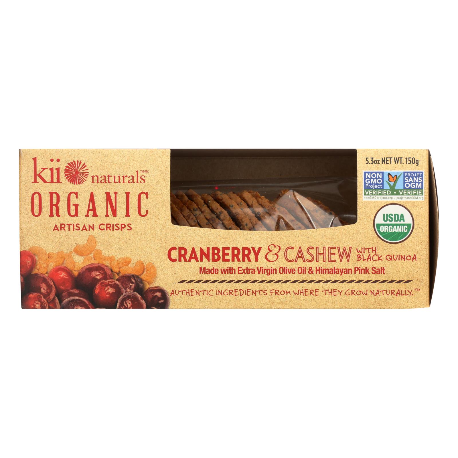 6 Pack Kii Naturals Organic Artisan Crisps Cranberry Cashew 5 3 Oz Walmart Com