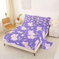 thumbnail image 2 of Manfei Cute Pet Bed Sheets, Cartoon Cat Butterfly Full Size Sheets, Purple Pink, 4pcs, 1 Flat Sheet, 1 Fitted Sheet and 2 Pillowcases, 2 of 6